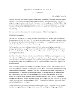 Organic Opportunities Conference (NL) Notes