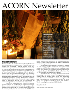 ACORN's Quartery Organic Newsletter Issue 51 - Winter 2014