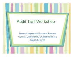 Audit Trail Workshop with Rowena Hopkins & Roxanne Beavers - ACORN Conference 2010