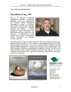 Organic Market Research and Action Plan (ProAgri Consulting and Morton Horticulture Associates)