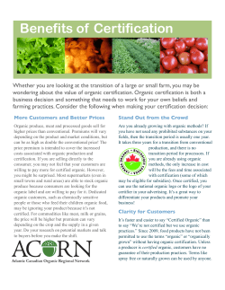 ACORN's brochure on the benefits of organic certification and the certification process