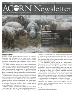 ACORN's Quarterly Organic Newsletter Issue 55 - Winter 2015