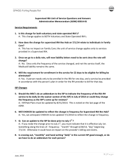 Supervised IRA Unit of Service Questions and Answers