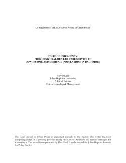 State of Emergency: Providing Oral Health Care Services to Low-Income and Medicaid Populations in Baltimore City