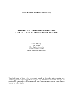 Maryland Arts and Entertainment Districts; A Process Evaluation and Case Study of Baltimore