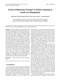 Factors influencing teenager to initiate smoking in south-west Bangladesh