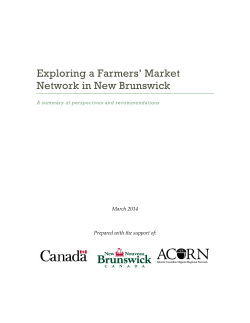Exploring a Farmers Market Network in New Brunswick
