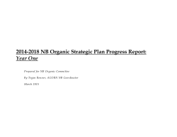 2015 NB Organic Strategic Plan Progress Report