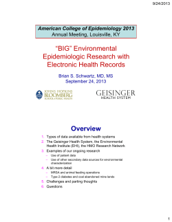 "BIG" Environmental Epidemiologic Research with Electronic Health Records