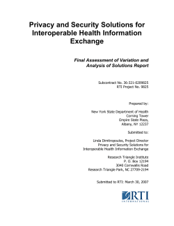 Final Assessment of Variation and Analysis of Solutions Report - Privacy and Security Solutions for Interoperable Health Information Exchange