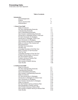 Table of Contents for Preventing Falls: A Dementia Care Team Approach