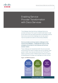 Livre blanc d�crivant la fa�on dont les services Cisco facilitent la transformation des fournisseurs de services