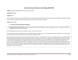 MSEM Annual Assessment Report 09-30-10