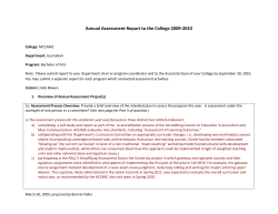 Journalism assessment report to college 09-10