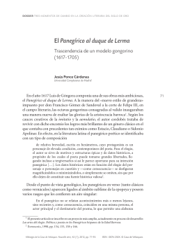 Jes s Ponce C rdenas: El Paneg rico al duque de Lerma . Trascendencia de un modelo gongorino (1617-1705) , M langes de la Casa de Vel zquez. Nouvelle s rie , 42, 1 (2012), pp. 71-93.