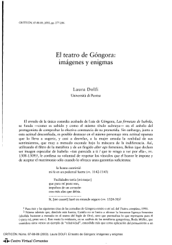 Laura Dolfi: "El teatro de G ngora: im genes y enigmas", Critic n , 87 (2003), pp. 277-286.