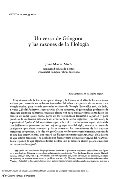 Jos Mar a Mic : "Un verso de G ngora y las razones de la filolog a", Critic n, 75 (1999), pp. 49-68.