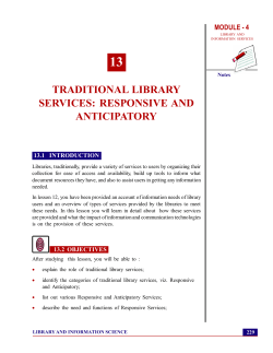 Lesson 13. Traditional Library Services: Responsive and Anticipatory (2513 KB)