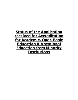 Status of Application Received for Accreditation from Minority Institutions (124 KB)
