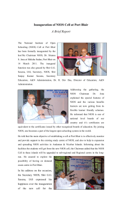Brief Report of the inauguration of the NIOS Cell at Port Blair