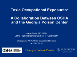 Toxic Occupational Exposures: A Collaboration Between OSHA and the Georgia Poison Center