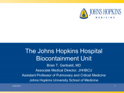 Biocontainment Isolation Operations at Johns Hopkins Hospital