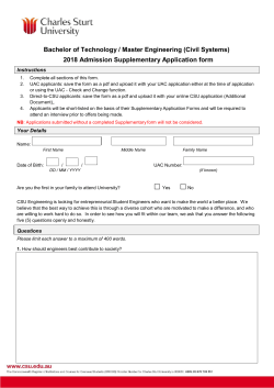Bachelor of Technology / Master of Engineering (Civil Systems) Supplementary Application Form - Engineering