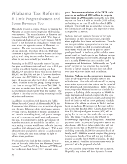 Alabama Tax Reform: A Little Progressiveness and Some Revenue Too