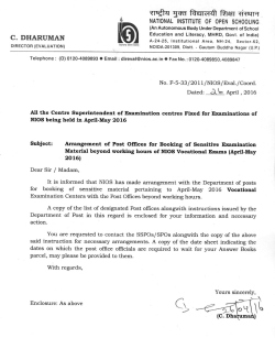 List of Post Office for Booking of Materials for March-April 2016 Vocational Exam (5.65 MB)