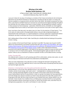 A Place at God's Table: Food Policy for a Healthy World