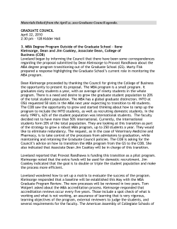 Graduate Council recap of MBA Degree Program Outside of the Graduate School