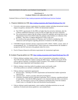 Graduate Policies to be enforced by the COB