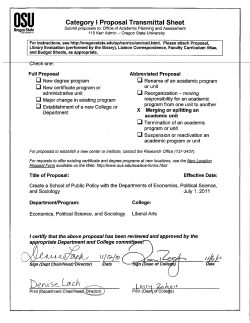School of Public Policy Category I Proposal
