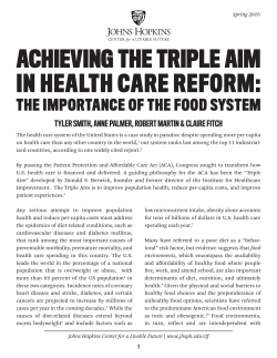 Achieving the Triple Aim in Health Care Reform: The Importance of the Food System
