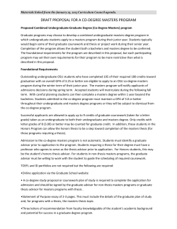 Proposal for a Co-Degree Masters Program
