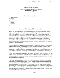 Agriculture Education Graduate Program Review Report