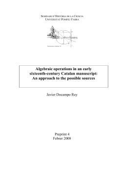 Algebraic operations in an early sixteenth-century Catalan manuscript: An approach to the possible sources.