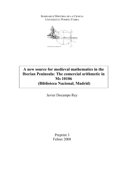 A new source for medieval mathematics in the Iberian Peninsula: The comercial arithmetic in Ms 10106 (Biblioteca Nacional, Madrid)
