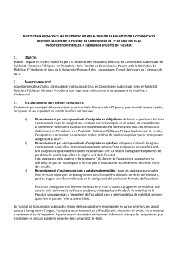 Normativa espec fica de movilidad de los grados de la Facultad de Comunicaci n