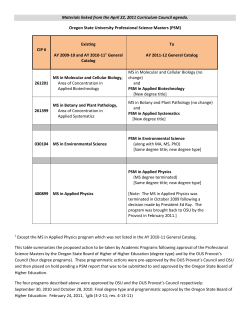 PSM Degree Type Approval and Four New PSM Degree Programs