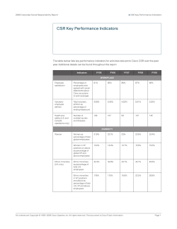 CSR and Governance - Key Performance Indicators