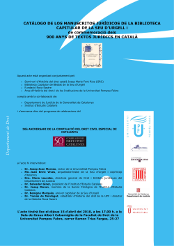 Cat logo de los manuscritos jur dicos de la biblioteca capitular de la Seu d'Urgell i de commemoraci dels 900 anys dels textos jur dics en catal .