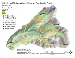 Map of HJ Andrews Meteorlogical Stations