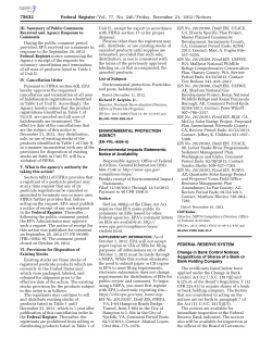 FEIS Notice of Availability (EPA)