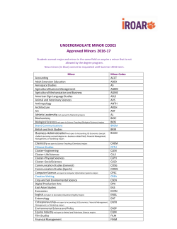 Approved Minors 2016 - 2017
