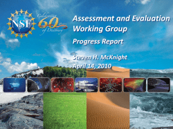 Assessment and Evaluation WG Update