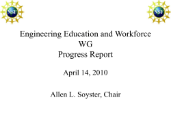 Engineering Education and Workforce WG Progress Report