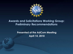 Awards and Solicitations Working Group (AWSG) Report