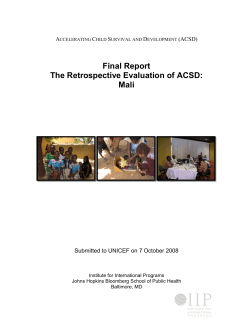 Mali--Retrospective Evaluation of ACSD