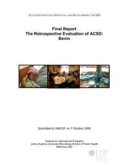 Benin--Retrospective Evaluation of ACSD